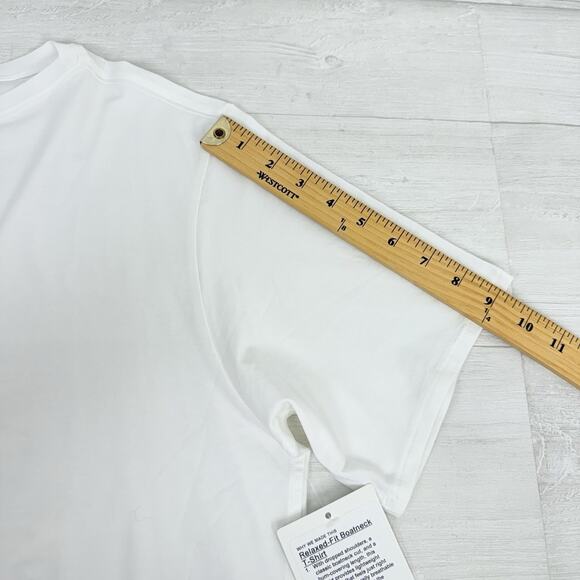 NWT Lululemon Relaxed Fit Boatneck T Shirt Sz 10 White Pima Cotton Short Sleeve - Picture 13 of 16